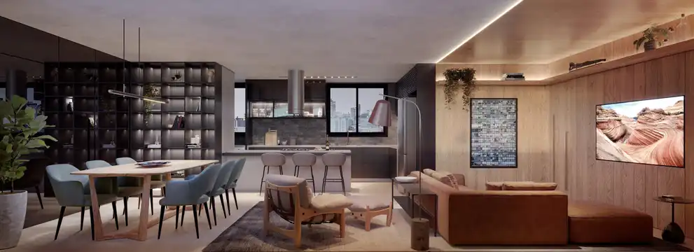 Vetro - Cozinha integrada com estar e jantar