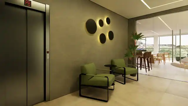 Marina Residence - Hall do salão de festas  - Entregue montado e mobiliado