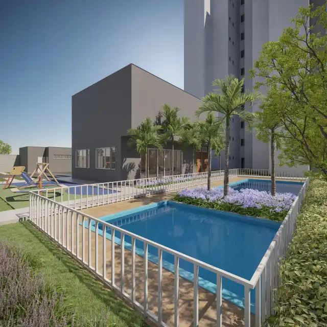 Jardim Mansour - Piscinas adulto e infantil e salão de festas