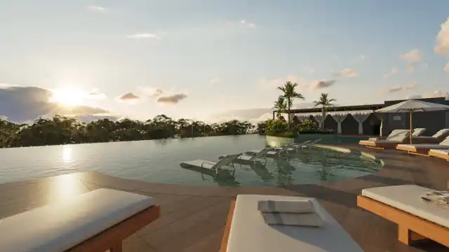 Domun - Piscina com deck molhado