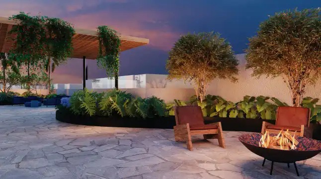 Terraço Sky - Ampla área de convivência no rooftop