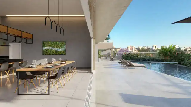Viena - Piscina com deck e espaço gourmet