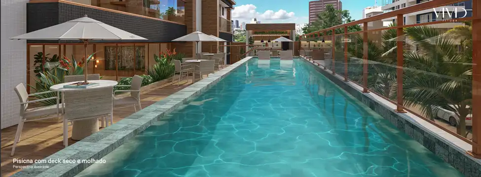 Vivid Pituba - Piscina com Deck molhado e seco
