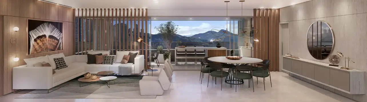 Denver - Sala de estar e varanda