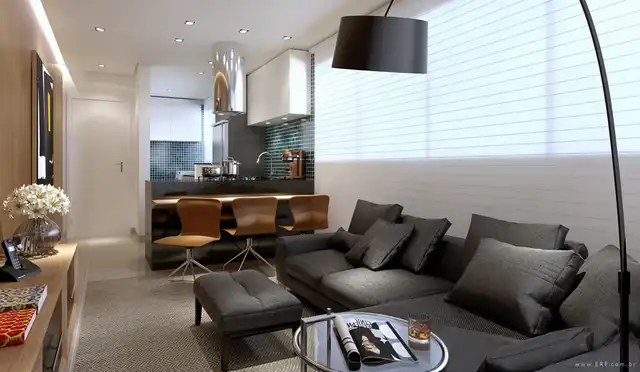 Pantheon Residence - Sala de Estar integrada com a cozinha