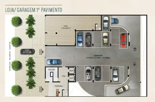 Eldorado Office - Garagem e loja - Térreo